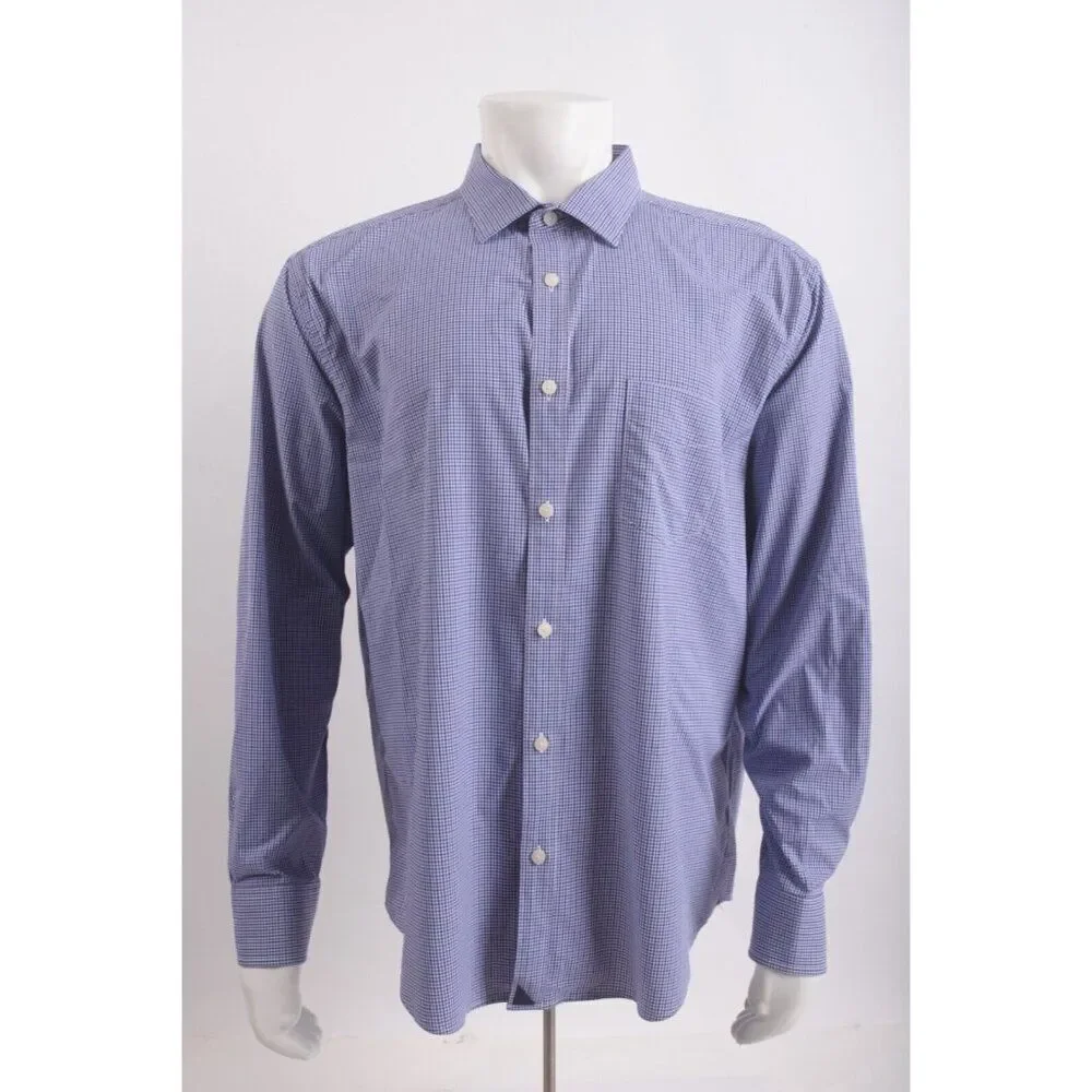 Untuckit Mens Button Down Shirt Oxford 3XL XXX-Large Checked blue purple white